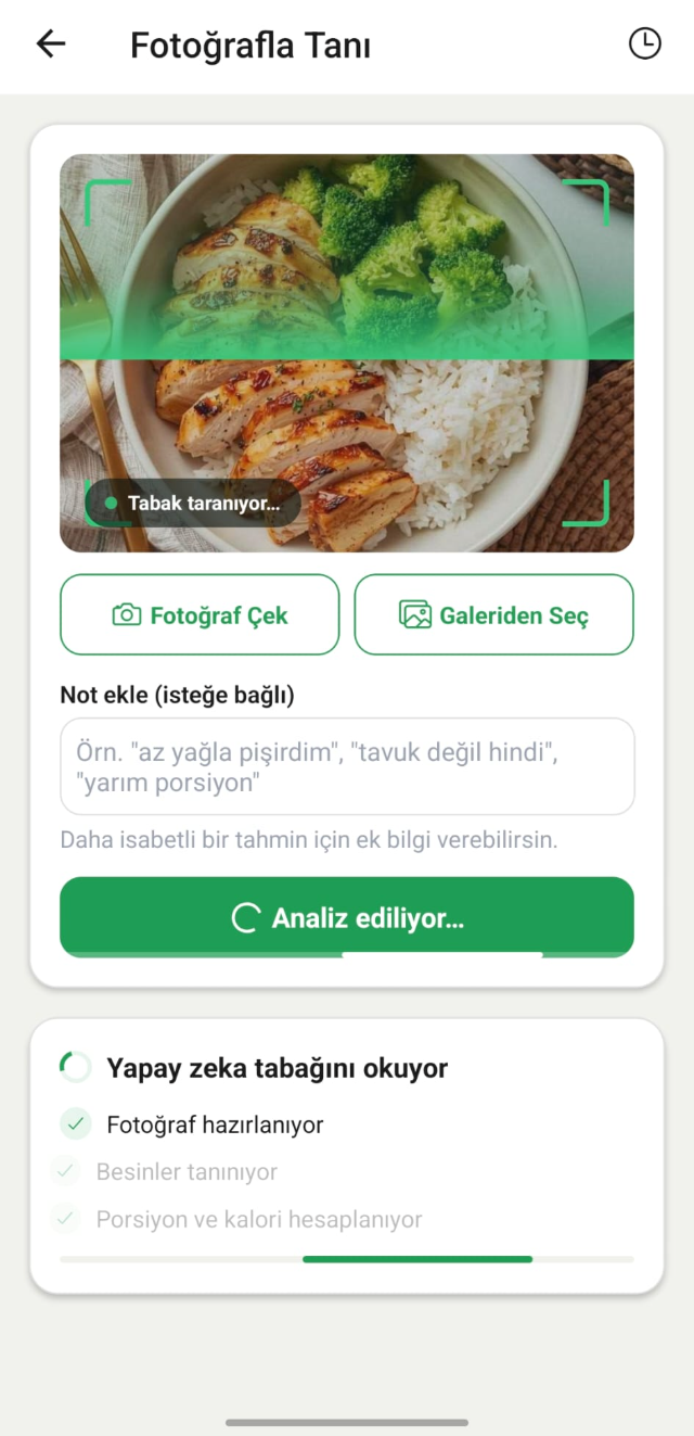 Vescovia fotoğrafla tanıma ekranı